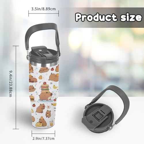Capybara Gifts for Women - 30oz Tumbler with Straw and Handle, Capybara Stainless Steel Insulated Tumbler, Leak-proof Travel Coffee Mug for School Office - Capybaras Lovers Birthday Gift Cup(1pc) - color: Capybara1