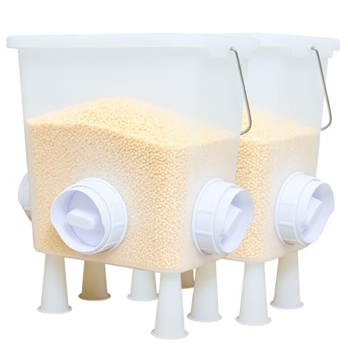 Chicken Feeder with No Waste Ports, Automatic Poultry Feeder for Chickens, Gravity Chicken Feeders Kit for Outdoor Coop, 2.8 Gal-Capacity Bucket with Legs