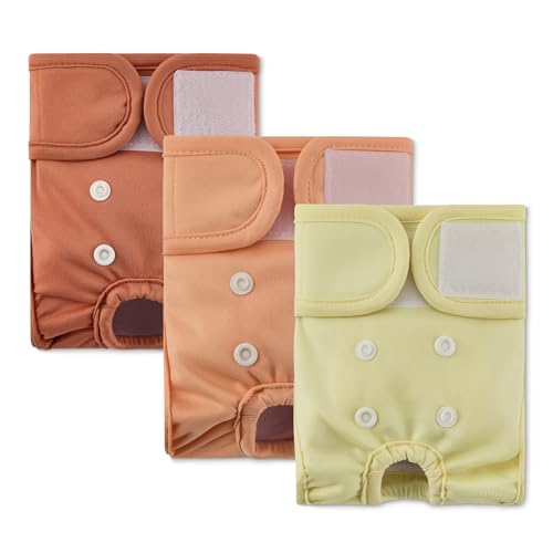 Amazon Basics Reusable Washable Dog Diapers, Highly Absorbent, Female, Extra Small, 3-Pack, for Senior Pets, Incontinence, Fertility Cycles - size: XS