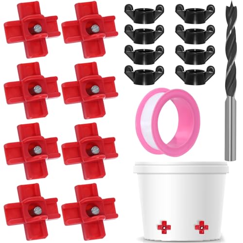 Chicken Waterer Nipples, 8 Pack Horizontal Side Mount Automatic Nipple Drinkers for Poultry Coop, Leakproof, Water-Saving, Easy Install with Drill Bit for Chickens, Ducks, Quails & Birds