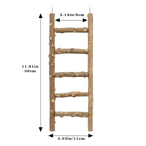 Natural Pepper Wood Parrot Ladder, 5-Step Bird Climbing Toys, Suitable for Parrots, Parakeets, Cockatiels - size: 11.8 × 3.1 Inch