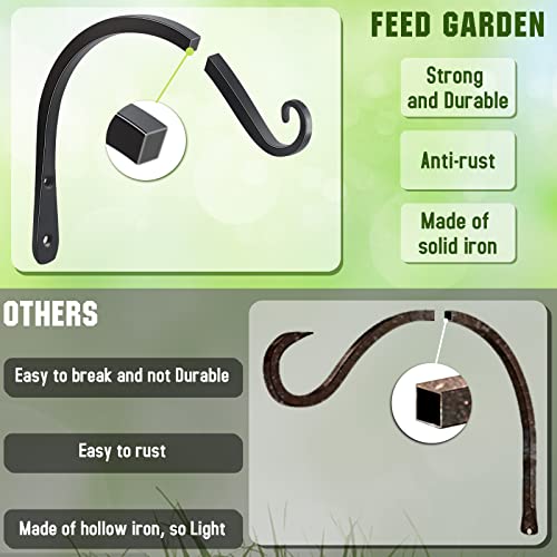 Heavy Duty Plant Hangers Outdoor Indoor, 8 Inch 2 Pack Metal Hanging Bracket Holds Up to 44 lbs, Wall Brackets for Hanging Baskets, Bird Feeders,Wind Chime& Lanterns, Black - color: Black-C, size: 8 Inch
