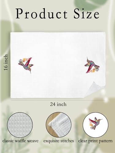 Colorful Floral Hummingbird Hand Towels for Bathroom, Flower Hummingbird Decorative Kitchen Dish Tea Towel, Spring Summer Decor, Humming Bird Watching Gifts, Housewarming Gift Idea - color: Hummingbird001