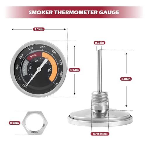 3695528R06 Grill Thermometer Fit for Oklahoma Joe's Smoker | 2 Pack Temperature Gauge BBQ Thermometer Gauge for Smoker Oven and Charcoal Gas Grills, 13/16-inch Accessories - size: 2 Pack