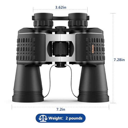20x52 High Powered Binoculars for Adults | Large Wide View for Bird Watching; Rugged Rubber Armor for Comfortable Use; Clear with BAK4&FMC for Hunting Cruise Ship
