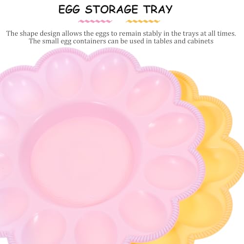Abaodam 4Pcs Easter Plastic Egg Holder, Deviled Egg Containers Storage for Fridge, Easter, Thanksgiving Party Kitchen Supplies (Random Color)