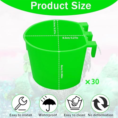 30 Pcs Chicken Coop Feeder Water Cup,8 oz Cage Cups Chicken Feeder Waterer, Cage Cups Birds Hanging Feeders, Chicken Feeder Water Bowl for Parakeet Poultry Pigeon Bunny Wire Cage(Green) - color: Green, size: 8oz