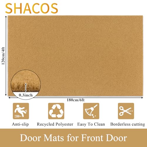 SHACOS 4x6ft Artificial Coir Door Mat Indoor Outdoor | Non-Slip, Dirt Trapping, Low Pile 0.3", Welcome Doormat, Front Door Porch Entryway Patio Backyard - color: Artificial Coir, size: 4x6ft