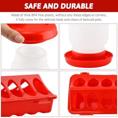 4Pcs Chick Feeder and Waterer Kit, 3×12-Hole Anti-Spill Trough Feeders & 1 Automatic Waterer, Baby Chick Starter Kit for Chicks Ducklings Quail & Small Poultry