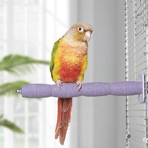 Parrot Perch Birds Nail File Perch Abrasive Surface Ceramic Paw Grinding Stick – Bird Nail File – for Parrots, Budgies, Parakeets, and Cockatiels Bird Cage Accessory (Purple, 7.8Inch) - color: Purple