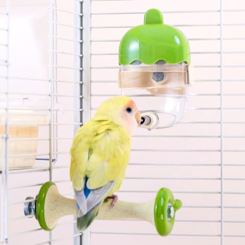 Leak-Proof Automatic Bird Water Feeder with Spring Valve, Clear No Mess Cage Water Dispenser for Parakeets, Cockatiels, Budgies, Finches, Lovebirds & Canaries, 4.1 fl oz (120ml), Yellow - color: Yellow, size: 4.1 fl oz