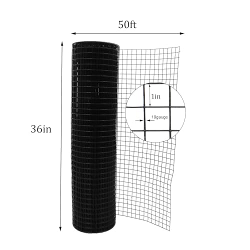 1 in Hardware Cloth, 24 in x 100 ft Chicken Wire Fence, Chicken Wire Mesh Roll with Pliers and Glove for Rabbit Cages, Chicken Coop Fences and Poultry Enclosures(16 Gauge, Black) - color: Black, size: 1in 24in x 100ft(with Gloves and Plier)