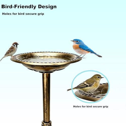 Outdoor Antique Bird Bath Polyresin Lightweight Garden Birdbath for Outside Weather-Resistant Bird Baths (Copper) - color: Copper
