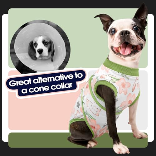 Surgery Suit for Dogs Female After Spayed, Soft Onesie for Surgery | Cone Alternative after Surgery, Dog Wound Cover Spay Suit Prevent Licking, Female Dog Onesie for Heat Cycle, Rabbit Flower XS - color: Rabbit Flower, size: Xs(back:8.3-11.4in,wt:4-7lbs)