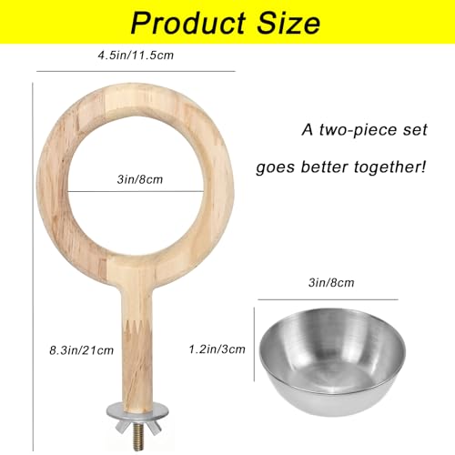 ASOCEA Adjustable Bird Harness and Leash, 2 Pack Bird Food Stainless Steel Cups for Yellow Naped Amazons Galah Cockatoos Small to Medium Breed Parrots Fits Birds Chest