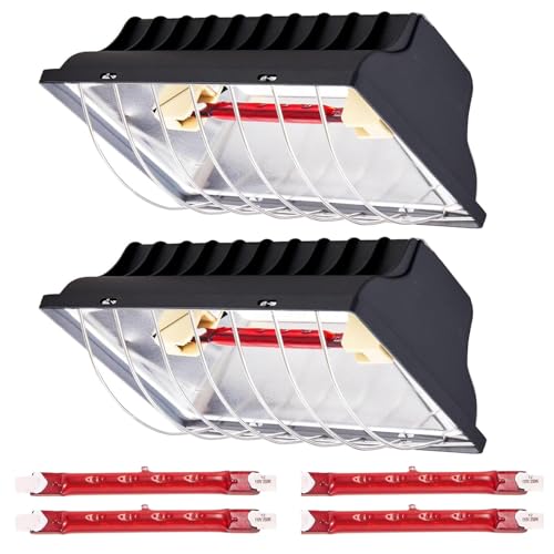 Chicken Coop Heat Lamp 250W Brooder Heating Plate for Chicks Hanging Light Heated Adjustable Temp with Anti-Fall Aluminum Alloy Lamp Shade Suitable for Poultry, Livestock & Small Pets - color: 2pc Black