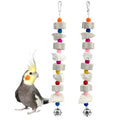 Parakeet Toys 2 Pack with Cuttlebone and Bell | Natural beak grinding stone, calcium supplement for bone health, for budgies, cockatiels, lovebirds, small to medium birds.