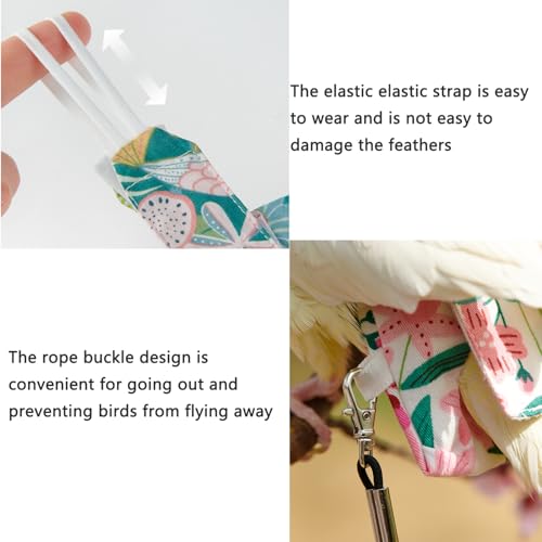 2 Pack Bird Diaper Parrot Nappy Bird Flight Suits Harness Cockatiel Diaper Small Birds Clothes for Parakeet Cockatiels Mini Macaw Budgie Canary Pigeon Conure Budgies Mini Macaws Small Size
