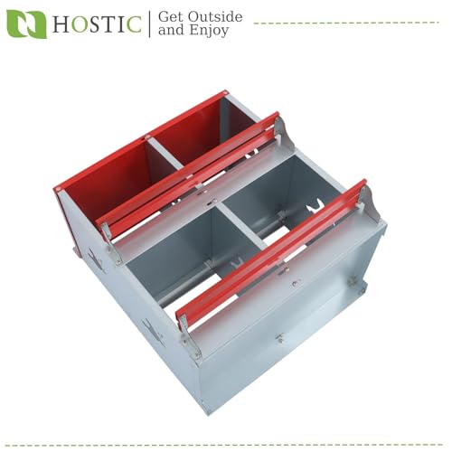 HOSTIC Chicken Nesting Boxes 4 Compartment Metal Poultry Nest Box Wall Mount for Chickens Hens Ducks Large Vented Holes