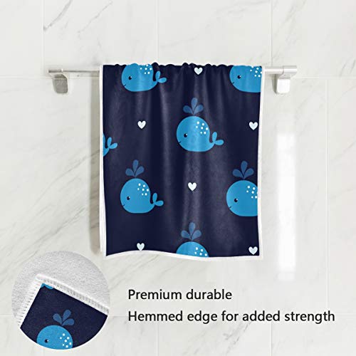 senya Cute Blue Whales Hand Towel Ultra Soft Luxury Towels for Bathroom 30"x15" - color: Multi 3
