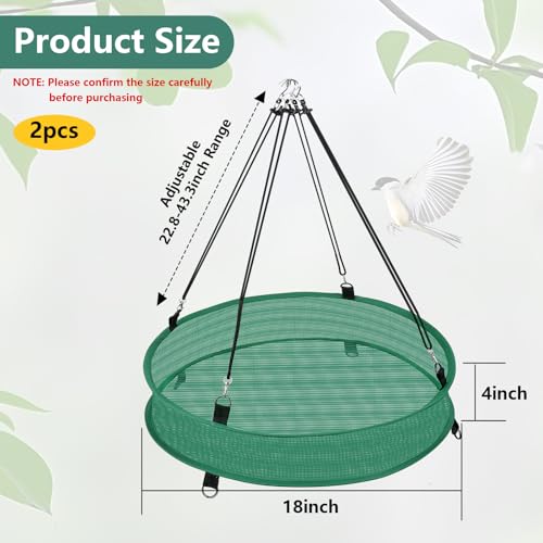 Lettry 2Pcs Bird Seed Catcher Tray with 8pcs Plastic Stakes for Hanging Bird Feeder Platform, Birdseed Hoop for Outdoor Garden Hanging Tray (Green, 18inch) - size: 18inch