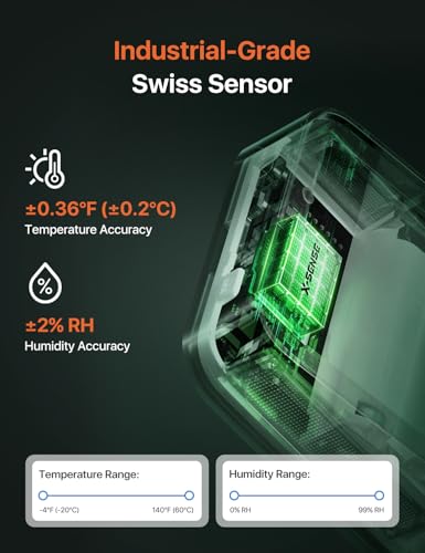 X-Sense Wi-Fi Thermometer Hygrometer with LCD, 3 Sensors & Base Station | LCD Digital Sensors Track Temp and Humidity with App Alerts and Data Export at No Cost for Home, Basement, and Wine Cellar - color: White, size: Digital, 3-Pack with 1 Base Station