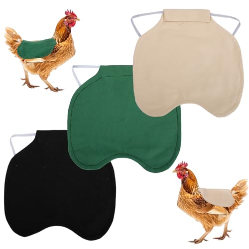 3pcs Chicken Saddle for Hens, Protective Hen Aprons Chicken Back Cover, Soft Feather Protector Accessories (Green, Black, Khaki)