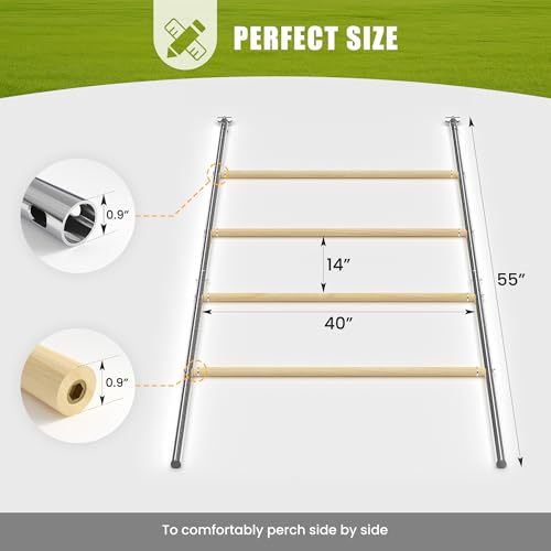 UDPATIO Chicken Roosting Perch Heavy Duty Metal & Wood Chicken Roost Bars | Large Coop Accessory 4-Tier - Easy Install (55" L x 40" W) for Backyard Poultry, Hens & Farm Pens,Silvery-white 1PCS - size: 55*40 IN