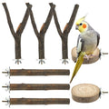 8PCS Bird Perches for Cage Natural Wood Parrot Perch Stand Cage Accessories | Multi-Branch Platform with Fork Toys, Birds Perch Toy for Parakeet Cockatiel Budgie Conures Lovebirds