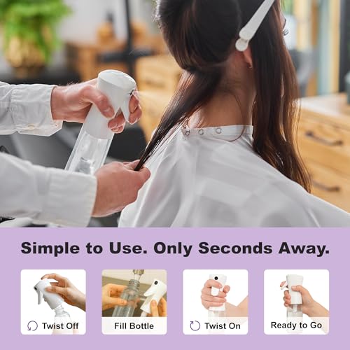 2 Pack Spray Bottles for Hair - Continuous Water Mister Spray Bottles with Ultra Fine Mist Spray for Hairstyling, Barbers, Salons, Skin Care, Cleaning, Plants, Pets (Ivory, 10.1 oz) - color: Ivory, size: 10.1 oz