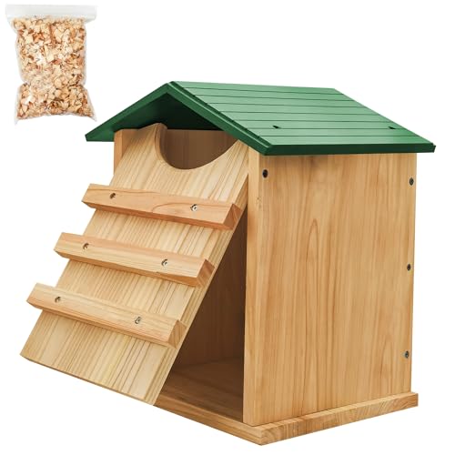Owl House, 13.5x9.5 Inch Owl Nesting Box for Outside with Mounting Screws and Wood Shavings, Cedar Screech Owl House, Bird Boxes for Wildlife Lovers - style: Standard