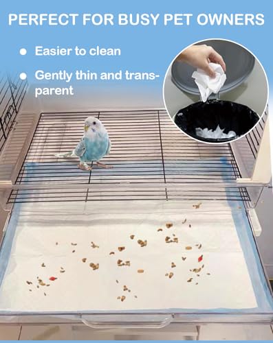Disposable Bird Cage Liner Birds Cage Liners Super Absorbent Birdcage Liners Parakeet Cage Training Accessories with Quick-Dry Surface for Cockatiels Canaries Parrots - size: 100 pcs