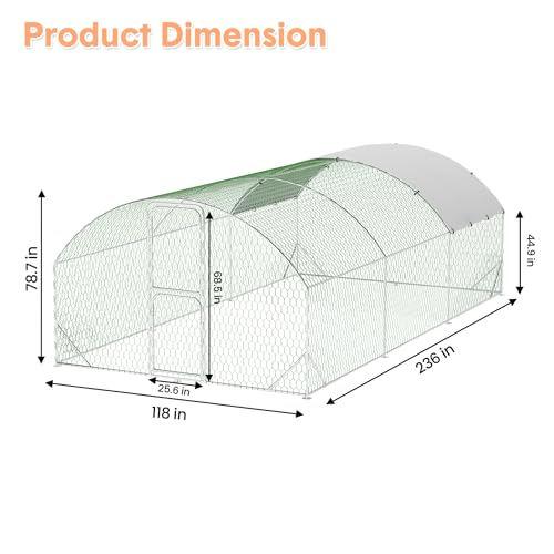Large Walk-in Metal Chicken Coop for 30 Chickens,Heavy Duty Reinforced Wire Mesh Run with All-Weather Waterproof & Anti-UV Cover,Secure Lock - Outdoor Poultry Pen for Chickens,Ducks (Dome Roof) - size: large Dome Roof Bottom Reinforcement
