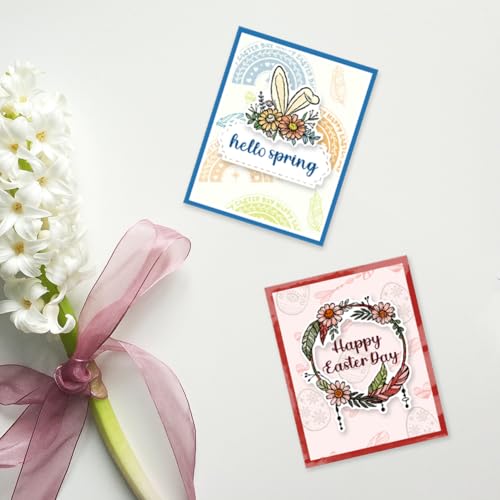 Easter Egg Clear Stamp Reusable Dream Catcher Stamp Leaves Wreath Silicone Stamps Boho Easter Words Rubber Stamps for Easter Card Making Journaling Scrapbooking DIY Cards Album - color: Bohemian Easter