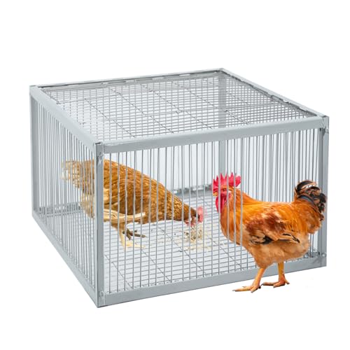 Chicken Trap with Escape-Proof Design, Birds Trap with One-Way Entry, Chicken, Duck, and Turkey Traps, Portable & Easy Assembly, Unharmful Made of High-Strength Iron with Anti-Rust Paint - size: 23.8"L x 23.8"W x 17.0"H