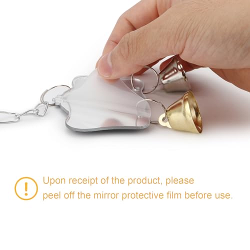 Hypeety Bird Mirror Toy with Bells Cage Hanging Mirror for Parakeets | Clear acrylic mirror with 2 bells, with protective film, easy to hang, fun swing toy, for parakeets/cockatiels/finches/conure