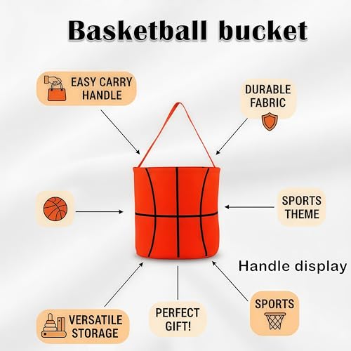 XinblueCo Baseball Basket Easter Baskets for Canvas Easter Egg Hunt Baskets - color: Basketball Basket4
