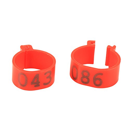 Maxmartt 100Pcs Chicken Leg Bands Numbered 1-100 Chicken Identification Band 16mm Poultry Goose Ducks Leg Bands Plastic Chicken Bands Tags Poultry Rings (Red)