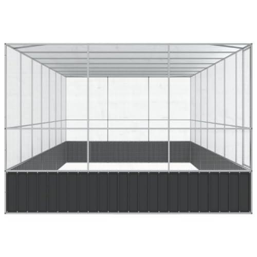 Large Outdoor Bird Aviary with Extension, 285.4" x 120.9" x 83.5" Galvanized Steel Walk-in Bird Cage, Heavy Duty Poultry Pen for Parrots, Chickens, Ducks, Rabbits - color: Silver-F