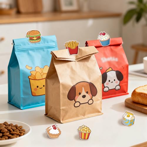MAYJOYDIY 24Pcs 12 Styles Snack Beverage Acrylic Chip Clips Hot Dog Hamburger French Fries Bag Sealer Sealing Closures Cute Donut Popcorn Pizza Bag Clips for Food Storage Airtight Seal Grip - style: Snack Beverage