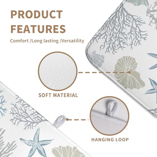 Coastal Dish Drying Mats for Kitchen Counter 18 x 24 Inch Summer Beach Drying Mat Coral Starfish Nautical Dish Rack Mat Ocean Themed Microfiber Absorbent Dish Drying Pad with Hanging Loop - color: Coastal Dish Drying Mats-A3-1, size: 18" x 24"