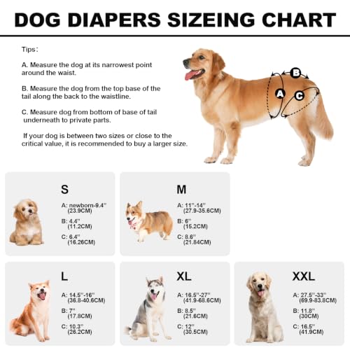 Reusable Dog Diapers Female Medium Washable, Premium Doggie Diaper for Dogs, Pack of 3, Highly Absorbent Dog Diaper for Heat, Incontinence and Puppy Training(M) - color: Multi Color Tie-Dye, size: Medium