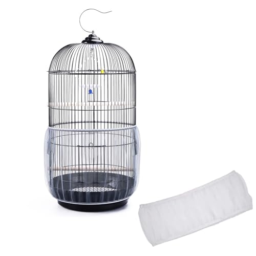 Bird Cage Seed Catcher, Suitable for Ranging from 39 to 71 Inches, Stretchy Form Fitting Mesh Skirt Cover for Parrot Enclosures, Parakeet Cage, Bird Cage Accessories, Small Bird Cage
