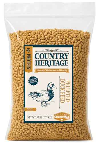 Country Heritage Duck Feed – Pellets for All Life Stages (19% Protein with Prebiotics & Probiotics, Do Not Float) (5 Pounds) - size: 5 Pound (Pack of 1), style: Duck Feed Pellets (All Life Stages)