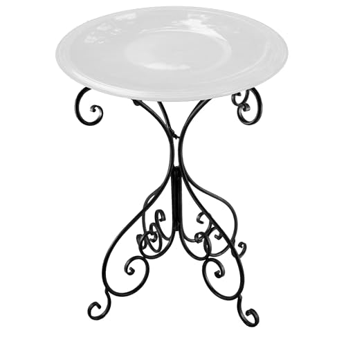 Metal Bird Bath Stand Only - 25" Tall Black Birdbath Bowl Holder, Foldable Steel Holders for Birdbaths for Outdoors - color: Black