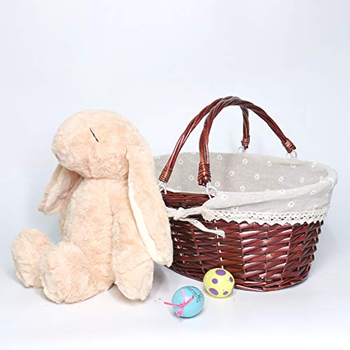 Wicker Gift Baskets Empty Oval Willow Woven Picnic Basket Easter Candy Basket Wine Basket with Handle Egg Gathering Wedding Basket (Brown) - color: Brown, size: Large
