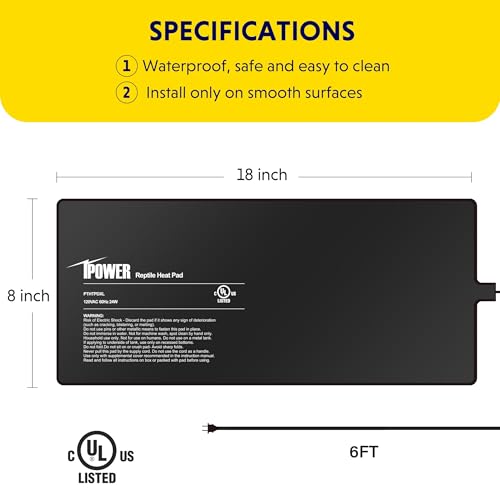 iPower 8x18 Inch Reptile Heat Pad Under Tank Heater, Energy-Efficient & Waterproof Design Terrarium Warmer Mat for Turtles, Lizards, Snakes, 2 Pack - size: 8 X 18 Inch, style: 2 Pack Heat Pad