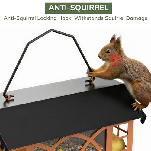 Bird Feeders for Outdoors Hanging, Metal Bird Feeder with Double Suet Cage Weatherproof Metal Roof, 3.5Lbs Large Capacity Great for Attracting Finch Cardinal Chickadee Wild Birds, Pinecone Brown - color: Pinecone Brown