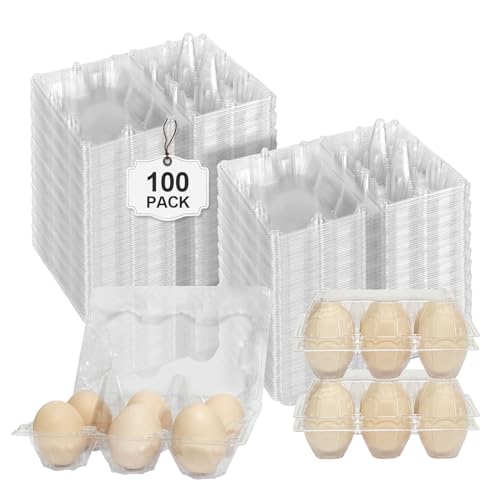 Pintuson 100 Pack Egg Cartons 6 Count - Medium Egg Cartons Cheap Bulk - Half Dozen Egg Carton for Farmers Market, Kitchen Organization and Storage - color: Medium-100PK-6CT