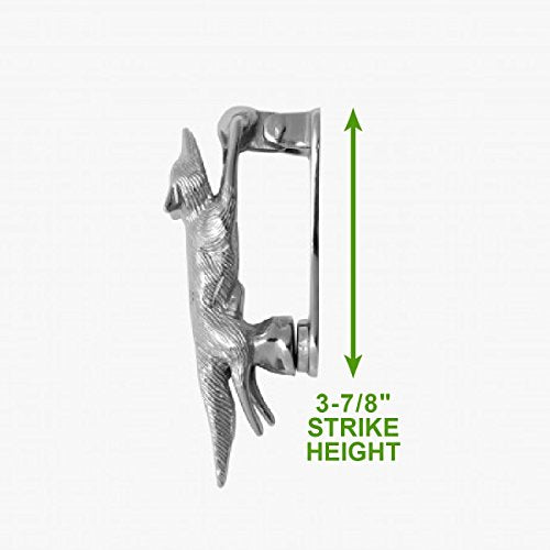 Renovators Supply Manufacturing Brass Door Knockers for Front Door 5.5 in. Running Fox Chrome Plated Brass Door Knocker with Mounting Hardware - color: Chrome Running Fox
